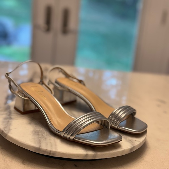 LULU’S • Metallic Silver Strappy Heels - Picture 5 of 8